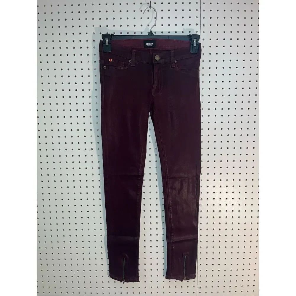 Hudson skinny zippered ankle coated jeans